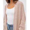 imageZESICA Womens Fall 2025 Long Batwing Sleeve Open Front Chunky Knit Cardigan SweaterPink