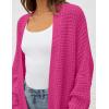 imageZESICA Womens Fall 2025 Long Batwing Sleeve Open Front Chunky Knit Cardigan SweaterRose