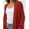 imageZESICA Womens Fall 2025 Long Batwing Sleeve Open Front Chunky Knit Cardigan SweaterRust