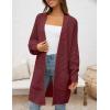 imageZESICA Womens Fall 2025 Long Batwing Sleeve Open Front Chunky Knit Cardigan SweaterWinered