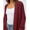 imageZESICA Womens Fall 2025 Long Batwing Sleeve Open Front Chunky Knit Cardigan SweaterWinered