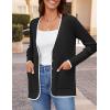 imageZESICA Womens Fall Fashion Cardigan Sweaters Long Sleeve Button Open Front Color Block Coatigan with PocketsBlack