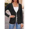 imageZESICA Womens Fall Fashion Cardigan Sweaters Long Sleeve Button Open Front Color Block Coatigan with PocketsBlack