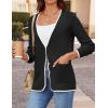 imageZESICA Womens Fall Fashion Cardigan Sweaters Long Sleeve Button Open Front Color Block Coatigan with PocketsBlack