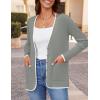 imageZESICA Womens Fall Fashion Cardigan Sweaters Long Sleeve Button Open Front Color Block Coatigan with PocketsGrey