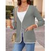 imageZESICA Womens Fall Fashion Cardigan Sweaters Long Sleeve Button Open Front Color Block Coatigan with PocketsGrey