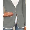 imageZESICA Womens Fall Fashion Cardigan Sweaters Long Sleeve Button Open Front Color Block Coatigan with PocketsGrey