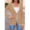 imageZESICA Womens Fall Fashion Cardigan Sweaters Long Sleeve Button Open Front Color Block Coatigan with PocketsKhaki