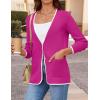 imageZESICA Womens Fall Fashion Cardigan Sweaters Long Sleeve Button Open Front Color Block Coatigan with PocketsRose