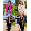 imageZESICA Womens Fall Fashion Cardigan Sweaters Long Sleeve Button Open Front Color Block Coatigan with PocketsWhite
