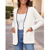 imageZESICA Womens Fall Fashion Cardigan Sweaters Long Sleeve Button Open Front Color Block Coatigan with PocketsWhite