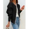 imageZESICA Womens Open Front Cardigan Sweater 2025 Fall Casual Knitted Long Sleeve Pearls Trim Outerwear Coat Trendy ClothesBlack