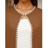 imageZESICA Womens Open Front Cardigan Sweater 2025 Fall Casual Knitted Long Sleeve Pearls Trim Outerwear Coat Trendy ClothesBrown