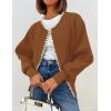 imageZESICA Womens Open Front Cardigan Sweater 2025 Fall Casual Knitted Long Sleeve Pearls Trim Outerwear Coat Trendy ClothesBrown
