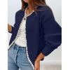 imageZESICA Womens Open Front Cardigan Sweater 2025 Fall Casual Knitted Long Sleeve Pearls Trim Outerwear Coat Trendy ClothesDark Purple