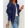 imageZESICA Womens Open Front Cardigan Sweater 2025 Fall Casual Knitted Long Sleeve Pearls Trim Outerwear Coat Trendy ClothesDark Purple