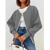 imageZESICA Womens Open Front Cardigan Sweater 2025 Fall Casual Knitted Long Sleeve Pearls Trim Outerwear Coat Trendy ClothesGrey