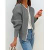 imageZESICA Womens Open Front Cardigan Sweater 2025 Fall Casual Knitted Long Sleeve Pearls Trim Outerwear Coat Trendy ClothesGrey