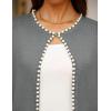 imageZESICA Womens Open Front Cardigan Sweater 2025 Fall Casual Knitted Long Sleeve Pearls Trim Outerwear Coat Trendy ClothesGrey