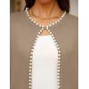 imageZESICA Womens Open Front Cardigan Sweater 2025 Fall Casual Knitted Long Sleeve Pearls Trim Outerwear Coat Trendy ClothesKhaki