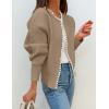 imageZESICA Womens Open Front Cardigan Sweater 2025 Fall Casual Knitted Long Sleeve Pearls Trim Outerwear Coat Trendy ClothesKhaki