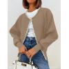 imageZESICA Womens Open Front Cardigan Sweater 2025 Fall Casual Knitted Long Sleeve Pearls Trim Outerwear Coat Trendy ClothesKhaki