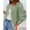 imageZESICA Womens Open Front Cardigan Sweater 2025 Fall Casual Knitted Long Sleeve Pearls Trim Outerwear Coat Trendy ClothesPea Green