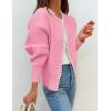 imageZESICA Womens Open Front Cardigan Sweater 2025 Fall Casual Knitted Long Sleeve Pearls Trim Outerwear Coat Trendy ClothesPink
