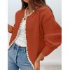imageZESICA Womens Open Front Cardigan Sweater 2025 Fall Casual Knitted Long Sleeve Pearls Trim Outerwear Coat Trendy ClothesRust