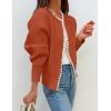 imageZESICA Womens Open Front Cardigan Sweater 2025 Fall Casual Knitted Long Sleeve Pearls Trim Outerwear Coat Trendy ClothesRust