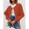 imageZESICA Womens Open Front Cardigan Sweater 2025 Fall Casual Knitted Long Sleeve Pearls Trim Outerwear Coat Trendy ClothesRust