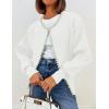 imageZESICA Womens Open Front Cardigan Sweater 2025 Fall Casual Knitted Long Sleeve Pearls Trim Outerwear Coat Trendy ClothesWhite