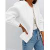 imageZESICA Womens Open Front Cardigan Sweater 2025 Fall Casual Knitted Long Sleeve Pearls Trim Outerwear Coat Trendy ClothesWhite