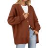 imageZESICA Womens 2025 Fall Casual Long Sleeve Cardigan V Neck Button Down Open Front Knit Loose Oversized Sweater CoatCaramel