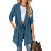 imageZESICA Womens Casual Lapel Cardigan Long Sleeve Open Front Irregular Hem Soft Knitted Sweater Coat with PocketsRoyalblue