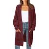 imageZESICA Womens Fall 2025 Long Batwing Sleeve Open Front Chunky Knit Cardigan SweaterWinered