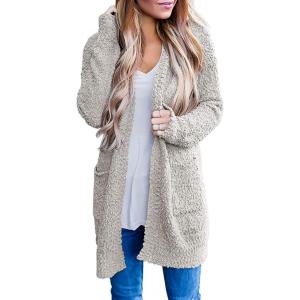 imageZESICA Womens 2025 Fall Casual Long Sleeve Open Front Soft Chunky Knit Sweater Cardigan OuterwearBeige
