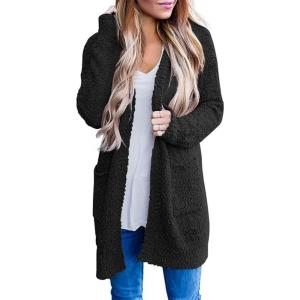 imageZESICA Womens 2025 Fall Casual Long Sleeve Open Front Soft Chunky Knit Sweater Cardigan OuterwearBlack