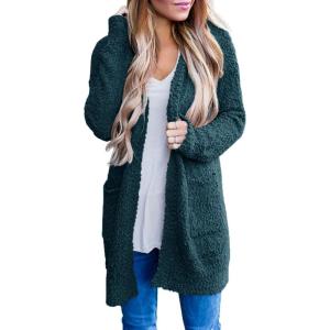 imageZESICA Womens 2025 Fall Casual Long Sleeve Open Front Soft Chunky Knit Sweater Cardigan OuterwearBlackishgreen