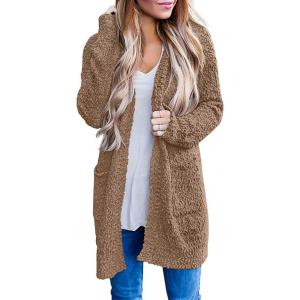 imageZESICA Womens 2025 Fall Casual Long Sleeve Open Front Soft Chunky Knit Sweater Cardigan OuterwearMocha