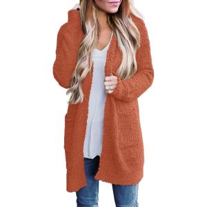 imageZESICA Womens 2025 Fall Casual Long Sleeve Open Front Soft Chunky Knit Sweater Cardigan OuterwearOrange