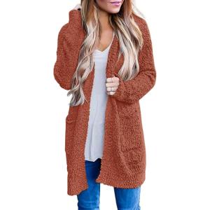 imageZESICA Womens 2025 Fall Casual Long Sleeve Open Front Soft Chunky Knit Sweater Cardigan OuterwearTearose