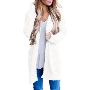 imageZESICA Womens 2025 Fall Casual Long Sleeve Open Front Soft Chunky Knit Sweater Cardigan OuterwearWhite