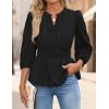 imageZESICA Womens 2025 Fall Babydoll Peplum Tops V Neck Puff 34 Length Sleeve Shirts Dressy Casual BlousesBlack