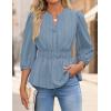 imageZESICA Womens 2025 Fall Babydoll Peplum Tops V Neck Puff 34 Length Sleeve Shirts Dressy Casual BlousesDustyblue