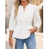 imageZESICA Womens 2025 Fall Babydoll Peplum Tops V Neck Puff 34 Length Sleeve Shirts Dressy Casual BlousesWhite