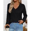 imageZESICA Womens Fall Oversized Sweaters 2025 Casual Long Sleeve V Neck Cable Knit Trendy Pullover TopsBlack