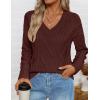 imageZESICA Womens Fall Oversized Sweaters 2025 Casual Long Sleeve V Neck Cable Knit Trendy Pullover TopsBrown