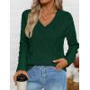 imageZESICA Womens Fall Oversized Sweaters 2025 Casual Long Sleeve V Neck Cable Knit Trendy Pullover TopsDarkgreen