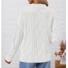 imageZESICA Womens Fall Oversized Sweaters 2025 Casual Long Sleeve V Neck Cable Knit Trendy Pullover TopsWhite